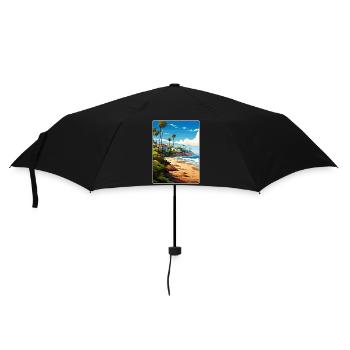 Malibu Californie Voyage Affiche Peinture Souvenir WPA - Parapluie standard - noir - Devant