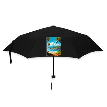 Dominican Republic Caribbean Travel Poster Card - Umbrella (small) - black - Front
