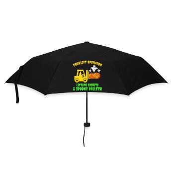 Halloween Geist Gabelstapler Fahrer Kürbis Lustig - Regenschirm (klein) - Schwarz - Vorne