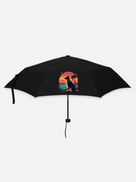Retro Sunset Australian Shepherd - Regenschirm (klein) - Schwarz