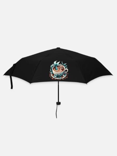 Meerjungfrau Nixe badet in Kaffee Geschenk - Regenschirm (klein) - Schwarz