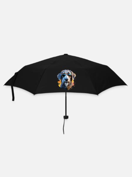 Wolfshund mit Sonnenbrille - Regenschirm (klein) - Schwarz