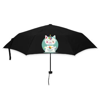 Chat robot géométrique - Illustration créative - Parapluie standard - noir - Devant