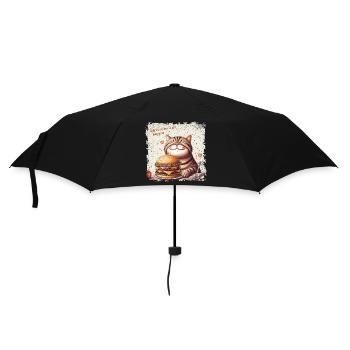 Life is better with Burgers - happy Cat - Umbrella (small) - black - Front