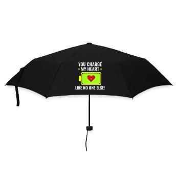 Elektriker Valentine: Du lädst mein Herz auf - Regenschirm (klein) - Schwarz - Vorne