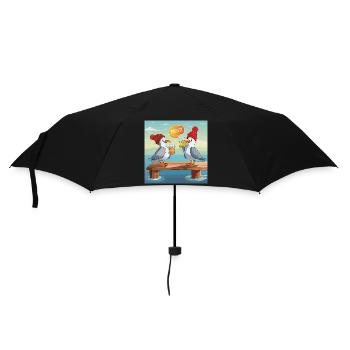 01 Zwei norddeutsche Möwen Meer Mass Bier Prost - Regenschirm (klein) - Schwarz - Vorne