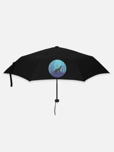 Wolf in the Moon Forest - Umbrella (small) - black