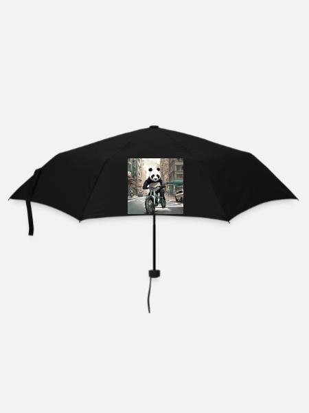 Panda on a bike in the city - Umbrella (small) - black