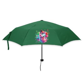 Llama, Alpaca Watercolor - Umbrella (small) - bottlegreen - Front