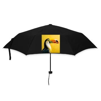 Toucan oiseau sur fond jaune tropical couleurs - Parapluie standard - noir - Devant
