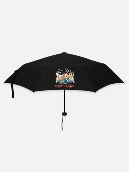 Oma ist die Beste! Wildblumen, personalisierbar - Regenschirm (klein) - Schwarz