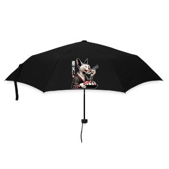 A happy Sphynx cat in kimono sushi - Umbrella (small) - black - Front