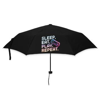 Schlaf Essen Spielen Wiederholen Gaming Design - Regenschirm (klein) - Schwarz - Vorne