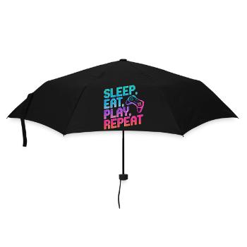 Schlaf Essen Abspielen Wiederholen - Regenschirm (klein) - Schwarz - Vorne