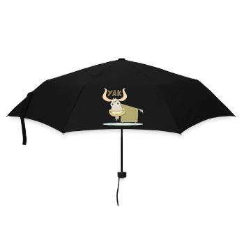 Fröhliche und farbenfrohe Illustration eines Yaks - Regenschirm (klein) - Schwarz - Vorne