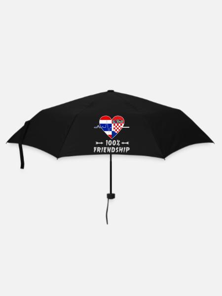 Thailand und Kroatien 100% Freundschaft - Regenschirm (klein) - Schwarz