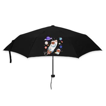 Un chien et un ours en peluche explorent l’espace - Parapluie standard - noir - Devant