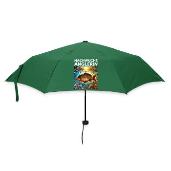 Jeune pêcheur - Motif carpe - Parapluie standard - vert bouteille - Devant