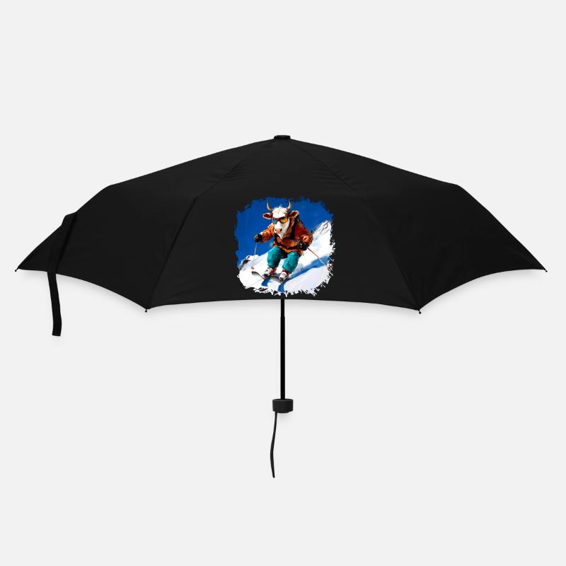Kühe Ski - Regenschirm (klein) - Schwarz