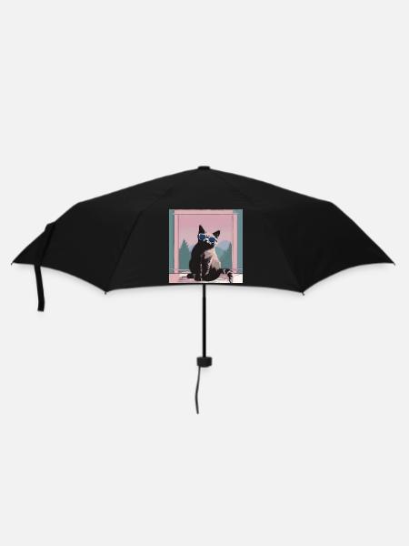 Cat in retro summer look - Umbrella (small) - black