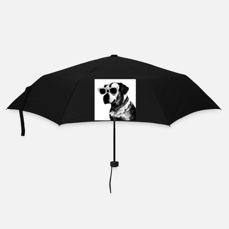 Chien noir et blanc avec des lunettes de soleil - Parapluie standard - noir