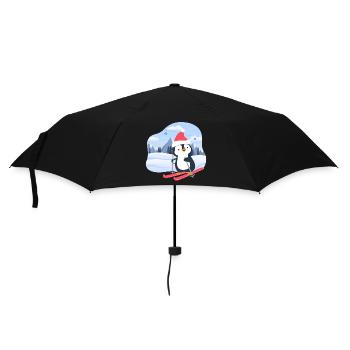 Little penguin skiing - Umbrella (small) - black - Front