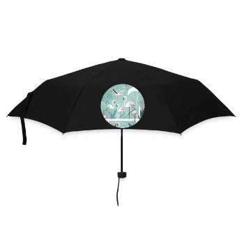 Illustration de flamant rose en environnement tropical - Parapluie standard - noir - Devant