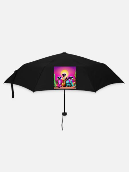 Erdmännchen, Erdmännchenfamilie, Erdmännchen-Humor - Regenschirm (klein) - Schwarz