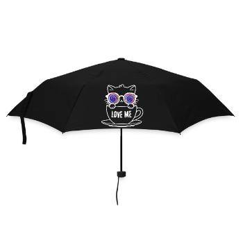Katzenliebhaber Tasse mit bunten Spiralen - Regenschirm (klein) - Schwarz - Vorne