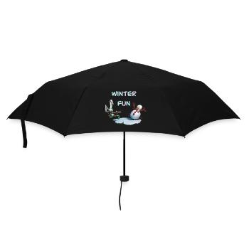 Winter Fun: Bunny and Snowman - Umbrella (small) - black - Front