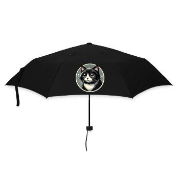 Chat noir et blanc dans le style de la bande dessinée - Parapluie standard - noir - Devant