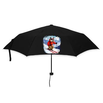 Ski Hund - Regenschirm (klein) - Schwarz - Vorne