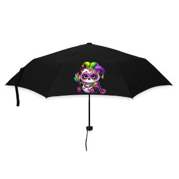 Cute panda with mask at carnival - Umbrella (small) - black - Front