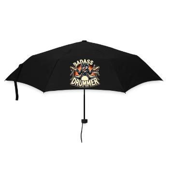 Knallharter Schlagzeuger Wolf cool Geschenk - Regenschirm (klein) - Schwarz - Vorne