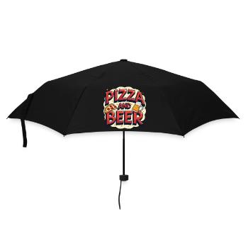 Pizza and Beer Essen Alkohol Lustige Sprüche - Regenschirm (klein) - Schwarz - Vorne
