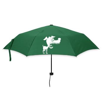 Kleiner weißer Hund und großes Maul - Regenschirm (klein) - Flaschengrün - Vorne