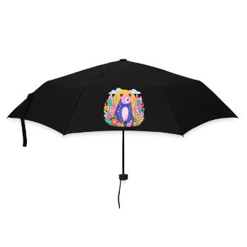 Bunter Bär im Blumengarten - Regenschirm (klein) - Schwarz - Vorne