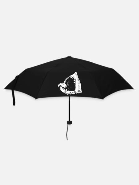 white shark - Regenschirm (klein) - Schwarz