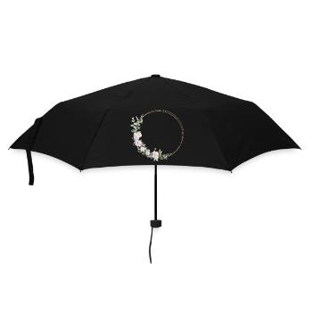 Frühlings-Kranz- personalisierbar - Regenschirm (klein) - Schwarz - Vorne