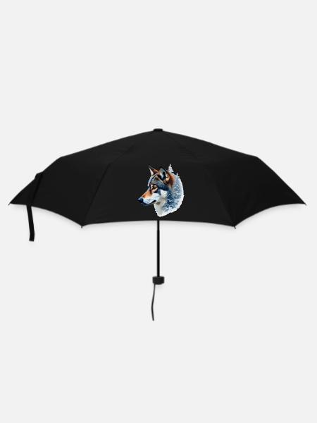 Snow Wolf: Wild and Winter Fusion - Umbrella (small) - black