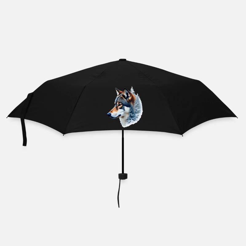 Snow Wolf: Wild und Winter Fusion - Regenschirm (klein) - Schwarz