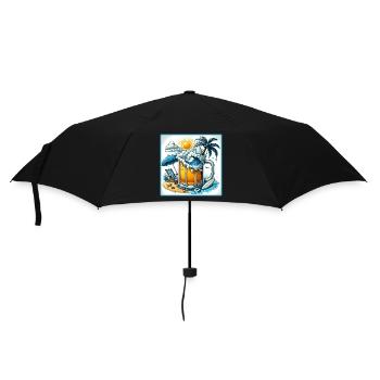 Bier & Strand – Der perfekte Urlaub - Regenschirm (klein) - Schwarz - Vorne