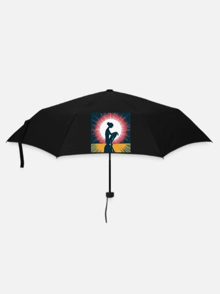 Silhouette pensive au clair de lune - Parapluie standard - noir