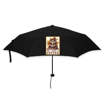 Eulen Kaffee Desgin - Regenschirm (klein) - Schwarz - Vorne