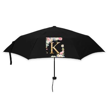 K Monogram, Floral, Personnalisable - Parapluie standard - noir - Devant