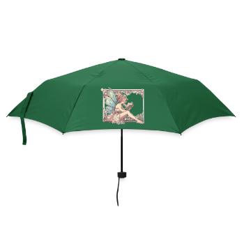 Buch Bücher Lesen Fee Elfe Art Nouveau Geschenk - Regenschirm (klein) - Flaschengrün - Vorne