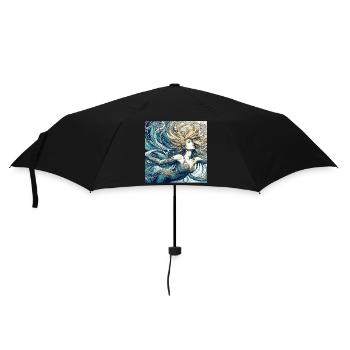 Meerjungfrau Nixe blond Art Nouveau Geschenk - Regenschirm (klein) - Schwarz - Vorne