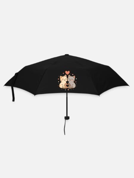 Playful Love Cats in Heart Design - Umbrella (small) - black
