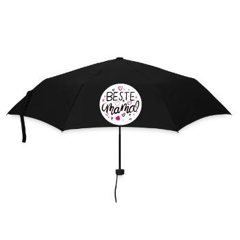 Liebevolles Mama-Design mit Herzmotiven - Regenschirm (klein) - Schwarz - Vorne