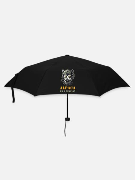 Alpaka im Einsatz - Regenschirm (klein) - Schwarz